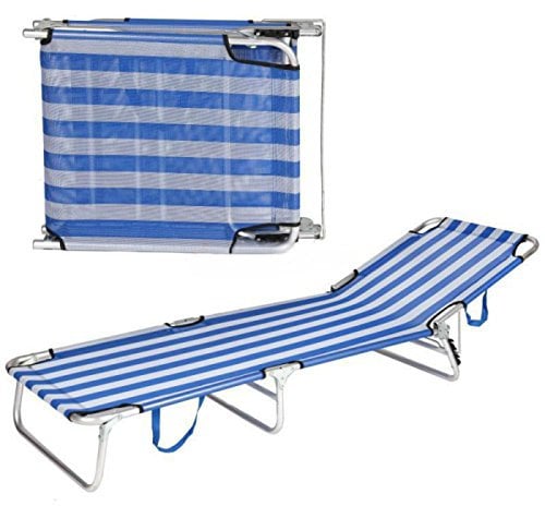 Solmar Tumbona Hamaca Silla Plegable Playa Piscina Camping Reposa Cabeza 5 Posiciones Azul Rayas