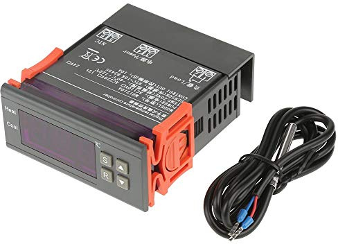 Digitaler Temperaturregler, Mini-LED-Thermostat-Temperaturregler MH1210A mit Sensorfühler Kompatibel mit Kühl- und Heizungsregelung(DC 12V)