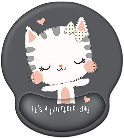 Mauspad mit Handgelenkstütze, ToLuLu Gel Ergonomische Mausmatte rutschfeste Gummibasis Memory Foam Mousepad, Maus-Handgelenkstütze für Laptop-Computer Home Office Arbeitsschmerzlinderung, Süße Katze