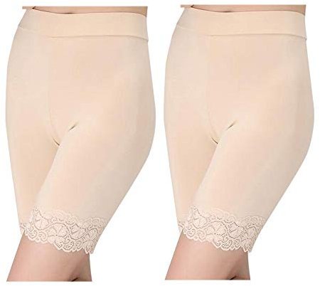 Damen Basic Unterhose mit halblangem Bein, Anti-Scheuern, Baumwolle, Shorts, halblanges Bein, Höschen, weiche Boxershorts, Unterwäsche Gr. One size, Haut + Haut