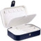 Chelory Jewellery Box Organiser Small Travel Jewellery Organiser Storage Double Layer Jewelry Case for Rings Earrings Necklace Bracelets, Premium PU Leather Jewelry Gift Boxes Girls Women, Dark Blue