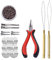 Kit de herramientas de extensión: 500 piezas 3.0mm nano anillos de silicona, 3 agujeros alicates de pelo, enhebrador de gancho para extensiones (marrón)