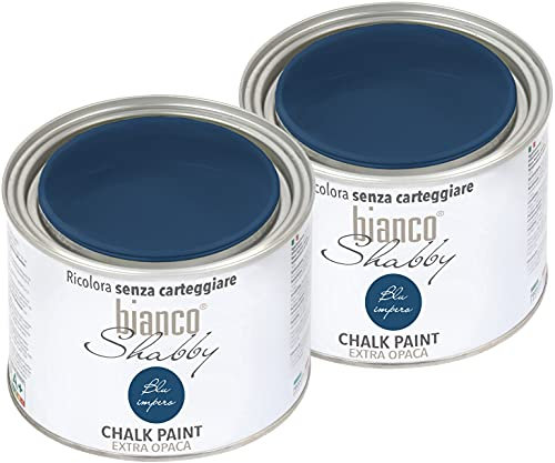 CHALK PAINT Bleu Empire Peinture Shabby Chic Vintage pour meubles et murs extra opaques (2 x 500)