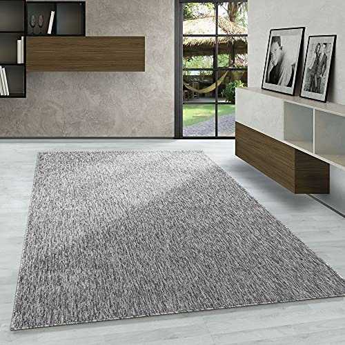 Carpetsale24 Teppich 140x200 cm Hellgrau, Einfarbiger Kurzflor Schlingenteppich für Wohnzimmer, Schlafzimmer oder Essbereich, Modern, weich & strapazierfähig