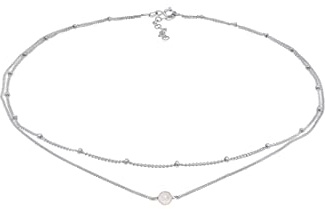 Elli Halskette Damen Choker Layer Look Kugelkette mit Rosenquarz 925 Silber | Vergoldet