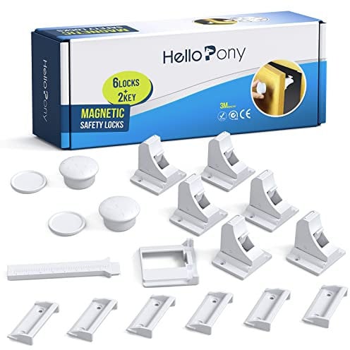 Baby Proofing Magnetic Safety Locks, Easy and No Drill Installation (6LOCKS+2KEYS)
