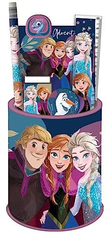 Palleon Frozen La Reine des Neiges Kit d'écriture pour enfant avec stylo, règle, taille-crayon, gomme (7 pièces)