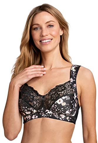 Miss Mary of Sweden Fauna Non-Wired Bra for Women — Full Coverage Wire-Free Bra with Lace & Mesh, Padded Straps for Comfort and Real Support, Plus Size