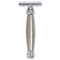 MERKUR Rasierhobel 43C | Edelstahl und Glanzchrom | Zweiteiliger Rasierer mit geradem Schnitt | Geschlossener Kamm | Ideal für Nassrasur | Zinkdruckguss | Messing Griffstück | Made in Germany