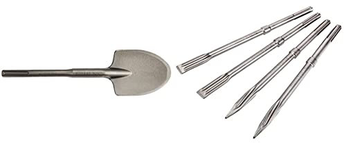 Bosch Accessories 1618601017 Bêche Pelle, Gris, 110 x 440 mm & 2607017368 - Set SDS-MAX: 2 punteros, 2 cincel.autoafilab, Argent