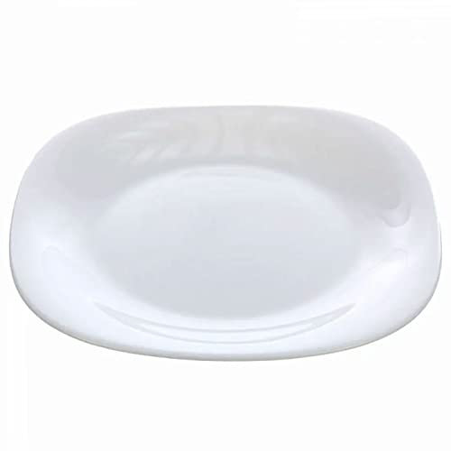 Tradineur - Plato de postre de vidrio opal templado, extra resistente, vajilla de cocina, apto para lavavajillas y microondas (Blanco, 20 x 20 x 1,5 cm)