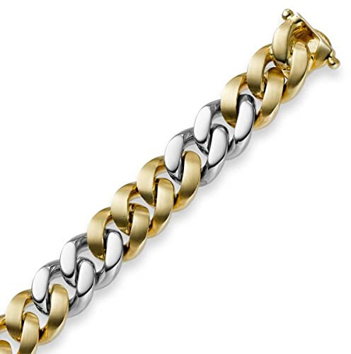 10mm Armband Armkette Panzerarmband 750 Gold Gelbgold & Weißgold 21cm Unisex