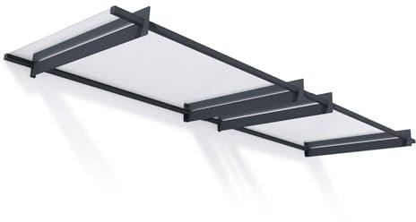 Canopia by Palram Nancy 3000 Front Door Canopy 300 x 94 cm Grey Sun Protection Front Door Canopy Including Rain Gutter