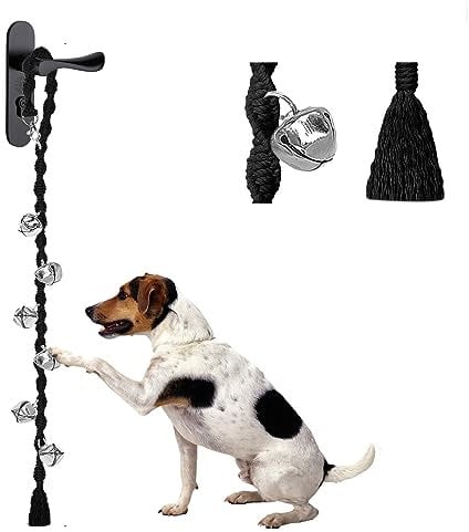 GINIDEAR Dog Bells to Go Outside & Puppy Potty Training, Adjustable Dog Door Bell Ring to Go Potty, Handmade with Premium Yarn. Twisted Style, Pure Black