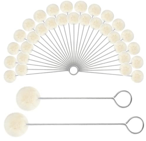 Prasacco 30 Stück Wolle Daubers Ballbürste, Wolle Daubers Ballpinsel mit Metallgriff Lederfarbe Dauber Lederfärbewerkzeug für Färben, Kleben und DIY Basteln (15cm / 12,5cm)