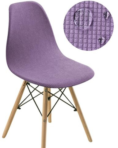 Chickwin Samt Jacquard Stuhlhussen Skandinavischen Stuhl, Stuhlhussen Schalenstuhl 1 2 4 6er Set Stretch Stuhlbezug Elastisch Universal Esszimmerstühle Bezug (1 Stück,Lila)