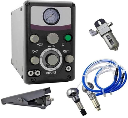 ZHPPED Macchina pneumatica per incisore di Gioielli, bulino a Impatto a Doppia Testa, Strumento per Incisione Elettrico Multifunzione 220 V, bulino 400-8000 Prm per Artigianato,220V