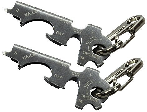 com-four® 2x Multitool - Schlüsselanhänger mit 8 Funktionen - Schlüsselwerkzeug mit Flaschenöffner, Schraubendreher, Nagelfeile, Nagelreiniger, Cutter und Pinzette (2 Stück - Multitool B)