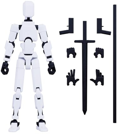 MerryXD T13 3D Action Figure,Assembly Completed Dummy Nova Titan Lucky 13 Action Figure 3D Printed Multi-Jointed Movable Toy White