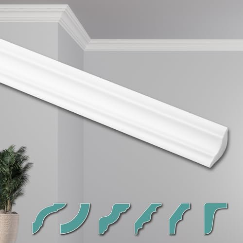 HEXIMO Molduras de Techo Modernas XPS Poliestireno Blanco, 2 Metros Cornisas Poliestireno Molduras Decorativas Molduras de Esquina (Esquinas precortadas ZG3)