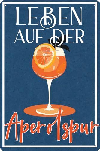 30 x 20 cm - Retro Blechschild, Bar Schild, Cocktail Rezept, Summer Feeling - Aperol Spritz - Prosecco (Leben auf der Aperolspur)