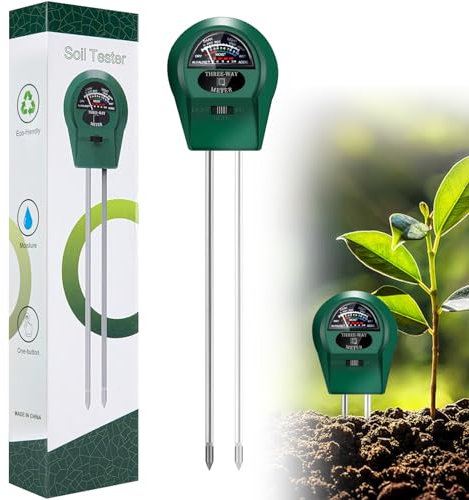 Leeelyan Bodentester, 3 in 1 Boden-Feuchtigkeitsmesser, Feuchtigkeitsmessgerät Pflanzen, Boden-pH-Messer, Bodenmessgerät Misst Feuchtigkeit, PH-Wert & Sonnenlichtstunden, kein Batterien Erforderlich