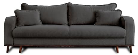 Lisa Design Albane - 3-Sitzer Sofa - mit Schlaffunktion und Bettkasten - aus Cord Dunkelgrau
