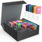 MoKo Trading Card Storage Box, 3000+ MTG Deck Box with 24 Colorful Dividers & 4 Card Supporters, Commander Card Deck Case Fits for Magic Game Cards, YugiOh, TCG, PTG and Sport Cards, Black Gray