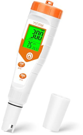YINMIK pH EC Messgerat, Simultananzeige pH Messgerät Wasser, Kontinuierliche Überwachung ph Wert Messgerat. Digitales pH EC Messgerät Grow, TDS EC pH Tester für Pool, Whirlpool, Trinkwasser