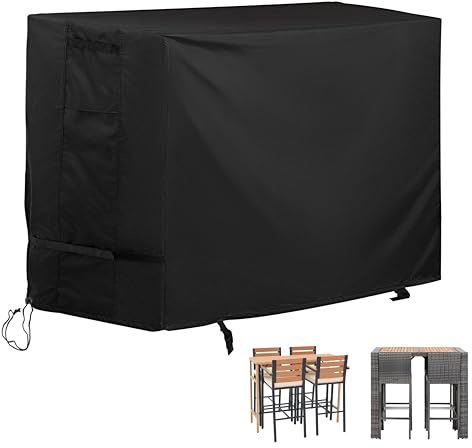 Starcrew Stehtischabdeckung und Terrassenstühle, 5-teilige Bar-Esszimmerabdeckung aus Korbgeflecht, Terrassentisch und Stühle für 4 Personen