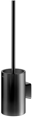 KEUCO Rose WC-Bürstengarnitur mit Kristallglas-Gehäuse und Toilettenbürste, ohne Bohren, Made in Germany, Metall schwarz matt, inkl. Klebeset und Schraubset, Bürstenhalter mit Klobürste
