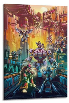 GBHEVEWV Mega-Man-Spiel-Poster, dekoratives Gemälde, Leinwand, Wandposter und Kunstdruck, moderne Familienschlafzimmer-Dekoration, Poster, 60 x 90 cm