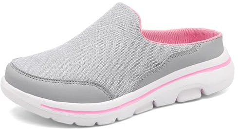 CELANDA Femmes Hommes Souple Sabots Mules Automne Confortable Chaleureux Pantoufle Antidérapantes Chaussures de Jardin Maison Chaussons Extérieur,Rose Gris Clair 39 EU