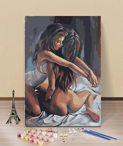 HOLXSW Peinture par numéros pour Adultes Femme nue 3 pour ou débutantsavec pinceauxPeinture Acrylique pigmentéePeinture à Dessin 40 x 50 cm sans Cadre