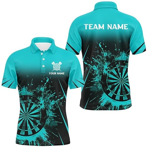 Türkis Grunge Dart Polo & Quarter-Zip Shirts für Herren & Damen - Individuelle Retro Dartboard Team Trikots Leistungsstarke Dart Trikot T2960