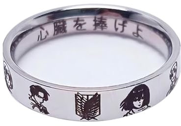 xrbanime-store Anime Attack AOT Titan Ring Eren Jaeger Levi Ackerman Ring Anime Peripherie Cosplay Attack AOT Titan Merch