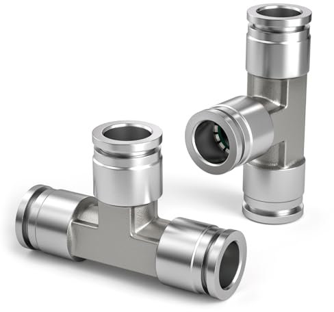 Bwintech 2 Pcs 4mm 3 Way Tee Push to Connect Pneumatic Fitttog,3 Way Stainless Quick Release PE Air Line Adapter