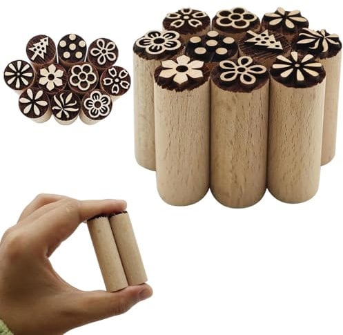 SZSMW 10 Holzstempel - Ton Stempel - Tonstempel - Kann In Keramik, Handwerk, Ton, Tonform, Scrapbooking und Auch In GebäCk, Teig, Keksen, GemäLden Verwendet Werden(5 * 1,5cm)