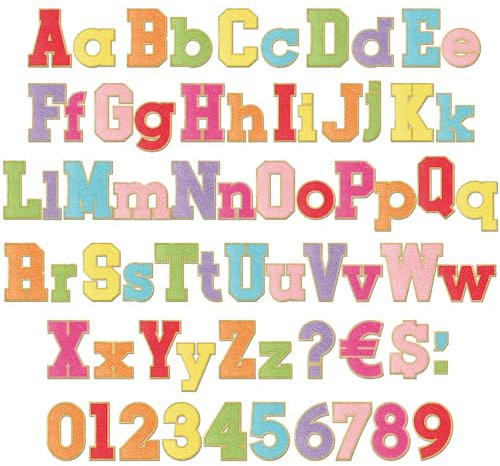 Mooliwe 134 Stück 12,7 cm Pinnwand Buchstaben für Klassenzimmer Alphabet Zahlen Combo Set Ausschnitte Buchstaben für Pinnwand Display Kreidetafel Schuldekoration (Regenbogenfarben, rein)