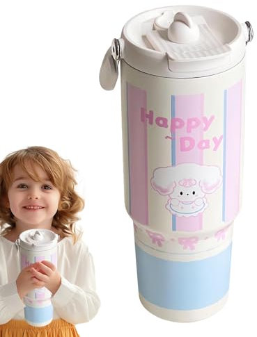 Bouteille d'eau isolée avec paille, bouteille d'eau en acier inoxydable avec paille - Bouteille d'eau en acier inoxydable - Tasse thermique de fuite de 31 oz pour café de sports de sports de gymnase d