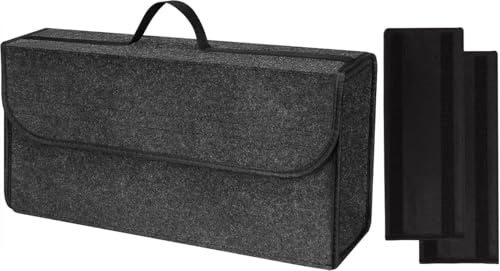 Car Boot Organiser Bag Anti Slip Foldable, Car Boot Tidy for Tools Breakdown Emergency Travel Tidy Van Caravan - Dark Grey Carpet Material - Suitable for All Vehicles (50x15x25cm-1pc-Upgraded)