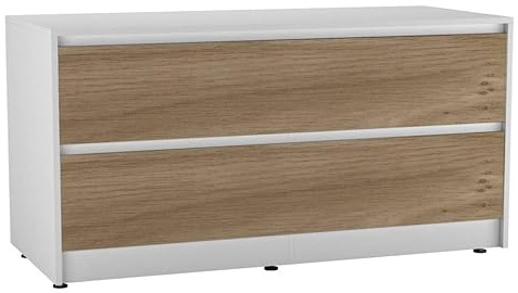 URBNLIVING 120cm Wide 4 Drawer Chest Cabinet, Bedroom Storage Unit with Hidden Dual Drawers, Modern Sideboard Organiser with Spacious Top Surface, Freestanding Hallway or Living Room Furniture