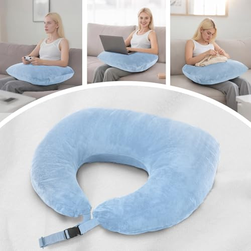 SLIGUY Gaming-Kissen, Lesekissen, Armstützkissen im Bett & Sofa, U-förmige Beckenkissen für Ellbogen Erwachsene Blau