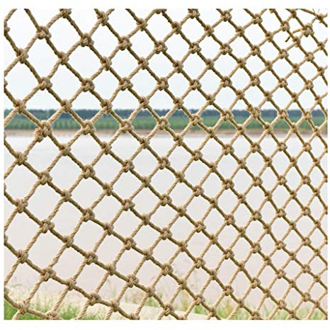Rete in Corda di Canapa, Retro Intrecciata a Mano per Bambini ringhiera Esterna Anti-Caduta sicura spago Rete Altalena Arrampicata Rete di Sicurezza(6X6cm,1x2m (3.28X6.56ft))