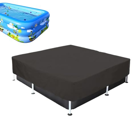 Cubierta rectangular para piscina, cubierta de piscina de jardín, impermeable, interior y exterior, capa interna anti-UV, protección contra la lluvia y los rayos UV, cordón, firme