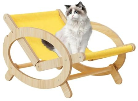 MVOSJFIE Elevated Pet Bed Chair Cat Sleeping Climbing Frame Chair Adjustable Scratch Bed with Canvas Cover Scratch- A