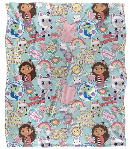 Gabby'S Dollhouse Gabby Cat Badges Silky Touch Super Soft Throw Blanket 152 X 127 Cm