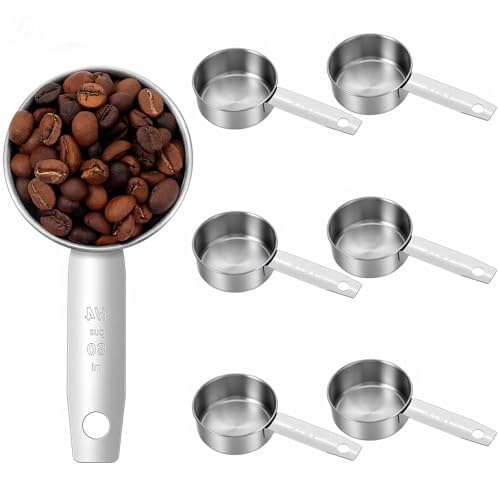 Juego de 6 tazas medidoras de acero inoxidable, 60 ml, tazas medidoras de acero inoxidable con asas ergonómicas, juego de tazas medidoras de cocina de grado profesional para ingredientes secos y