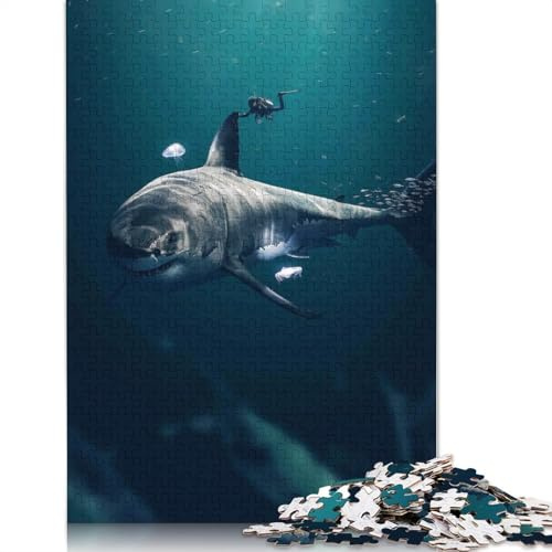 500-teiliges Megalodon-Puzzle für Erwachsene, Holzpuzzle für Erwachsene und Jugendliche, Lernpuzzle, 500 Teile (52 x 38 cm)