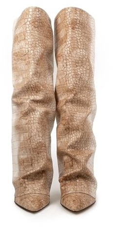 2026 Plus Size Donne Moda Donna Stivali Alti Al Ginocchio Camoscio Chelsea Camoscio Al Ginocchio Giorni di Pioggia Inverno Sopra Il Tacco Elasticizzato, Beige, 39.5 EU